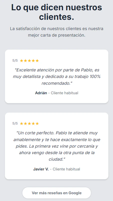 Pantalla de reseñas del sistema